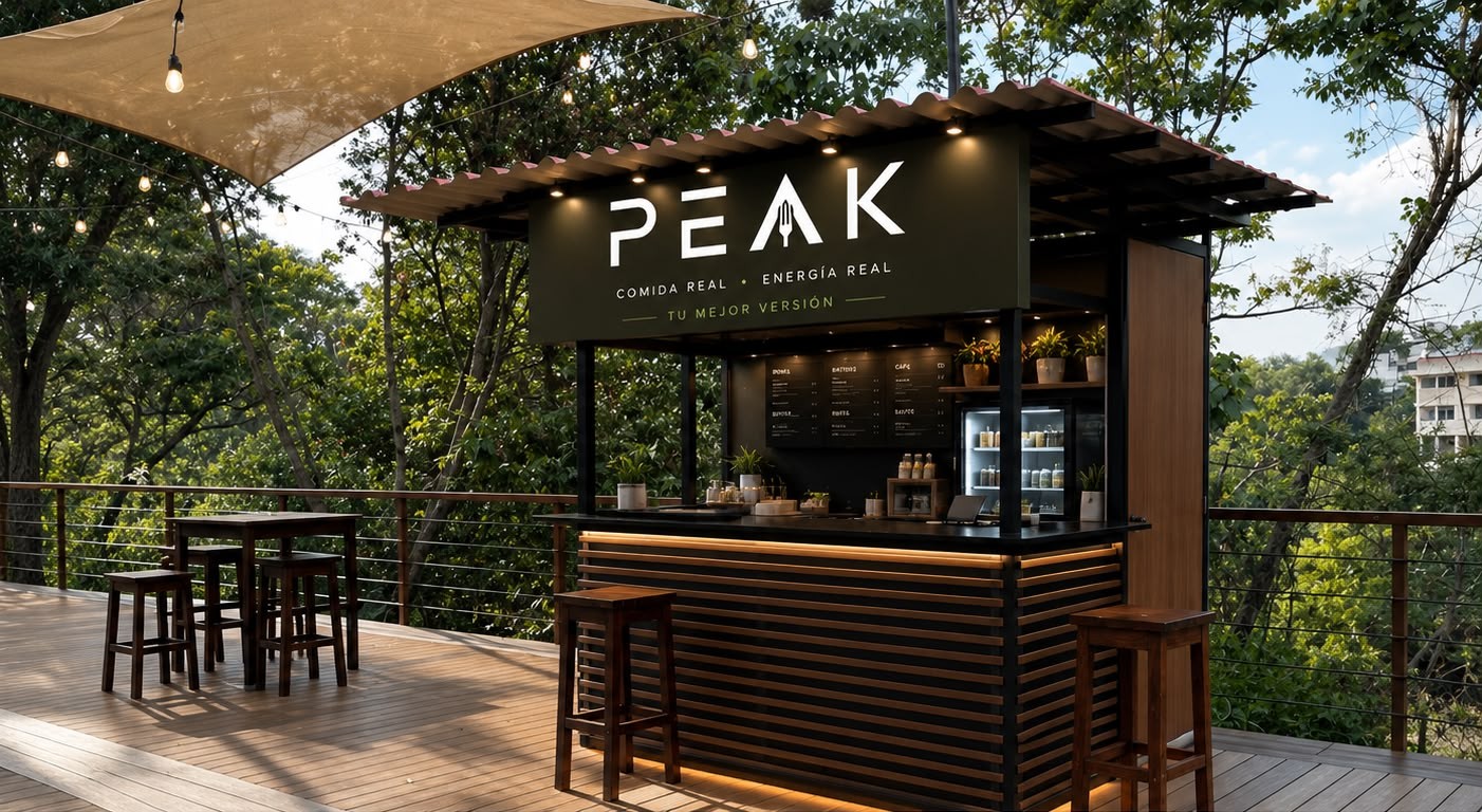 Kiosco de Peak Activa rodeado de naturaleza en Guatemala